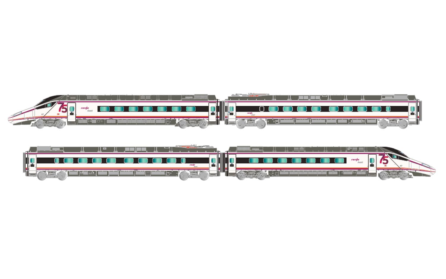 Arnold HN2578S RENFE, S-114, 4-unit high-speed EMU 75 anniversary, ep. VI, with DCC sound decoder Loco - Electric