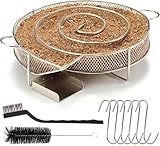 Kaltrauchgenerator für Räucherofen Rauchgenerator Edelstahl Kaltraucherzeuger bis 10 Std. Kaltrauch, mit 2 Reinigungsbürste + 6 Fleischhaken,Räucherschnecke für Räucherofen BBQ