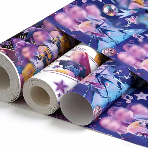12PACK K Pop Gift Wrapping Paper Present Wrapping Paper 20x27Inch Cartoon Character Theme Design for Birthday Congrats Easter Holilday Party Storage Festive Decoration