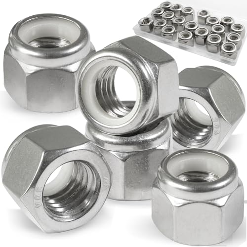 1/2-13 Lock Nut, 20Pcs Stainless Steel Nylock Insert Locking Nut