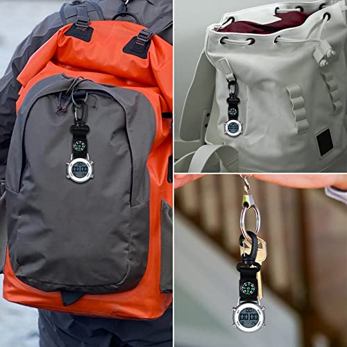 Image of JewelryWe Men Women Digital Clip Watch Mini Microlight Backpack Buckle Belt fob Watches for Rock Climbing Doctors Nurses Chefs for Mother's Day