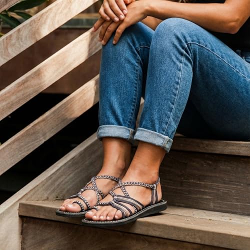 Image of Plaka Flat Sandals for Women Palm Leaf