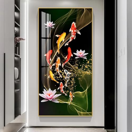 Toile carpe koï Feng Shui pour salon zen et lumineux