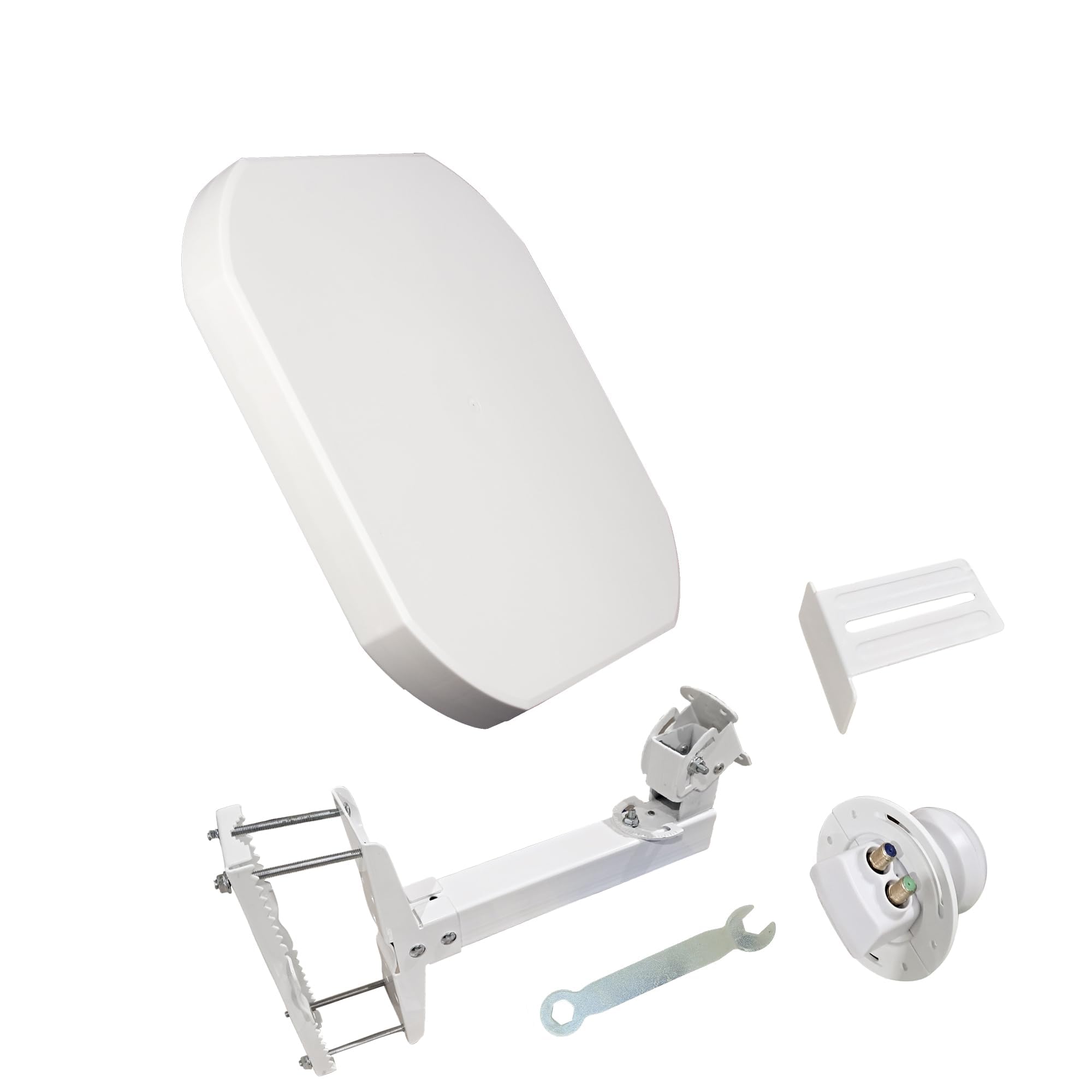 43 – Ciotola satellitare piatta, 1 connettore/2,4 porte, resistente alle intemperie, ideale per TV satellitare, antenna satellitare compatta robusta, appartamento in affitto e roulotte da