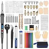 79 PCS Kit Pirograbador de Madera con Pantalla LCD 60W Kit de Soldadura de Madera 180°C-480°C Temperatura Ajustable Soldador Pirografo Electrico para Grabado Madera Cuero Manualidad Bricolaje