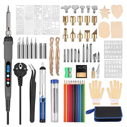 79 PCS Kit Pirograbador de Madera con Pantalla LCD 60W Kit de Soldadura de Madera 180°C-480°C Temperatura Ajustable Soldador Pirografo Electrico para Grabado Madera Cuero Manualidad Bricolaje