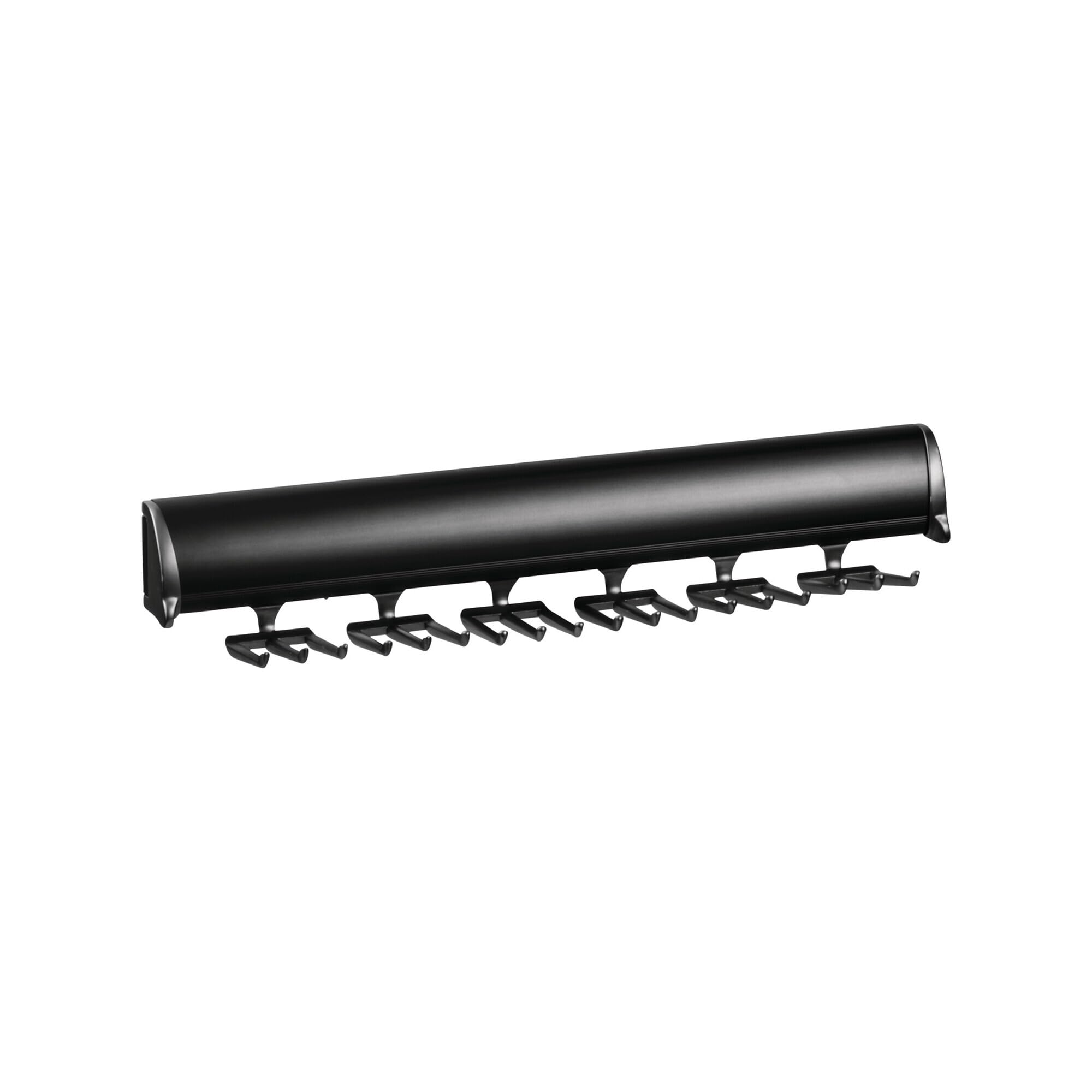 Brixwell QIMX-001 Tie Rack, 18 Hook with Full Extension Slide Black Finish