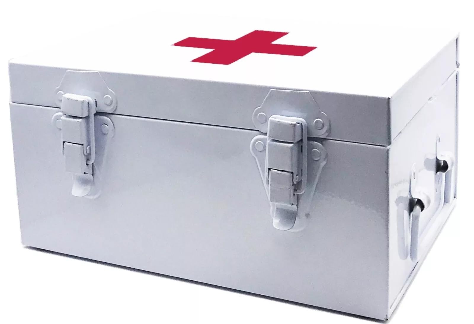 – Medical First Aid Box with Detachable Tray, 2 Layer Storage, Multi Purpose Box, Camping, Workshop, office, Home, Vehicles, Safty Lock White