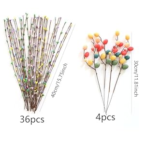 DAHI 40PCS Artificial Easter Spray Vine with Pastel Eggs and Berries Decorative Spring Floral Stems Easter Decorations for Home (40PCS) DAHI 40PCS Artificial Easter Spray Vine with Pastel Eggs and Berries Decorative Spring Floral Stems Easter Decorations for Home 40PCS