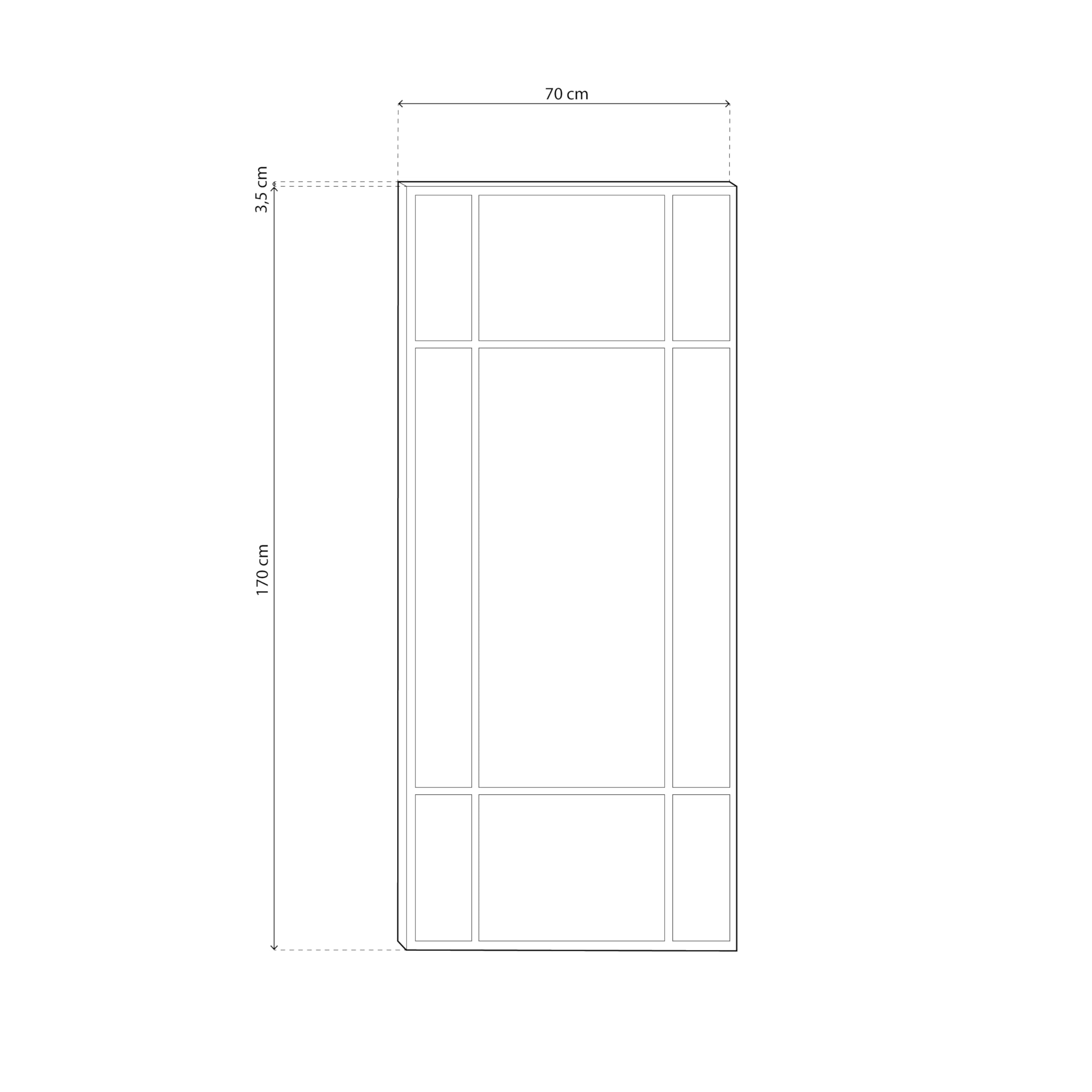 duehome | Square, Espejo de Cuerpo Entero, Espejo Tipo Ventana Rectangular, Estructura Negro, Medidas: 70 cm (Largo) x 170 cm (Alto) x 3,5 cm (Fondo)