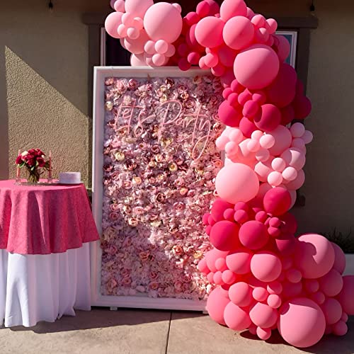 Image of Voircoloria 105pcs Hot Pink Balloons 12inch Dark Pink Balloons for Birthday Graduation Baby Shower Wedding Anniversary Princess Theme Party Valentine's Day Decorations