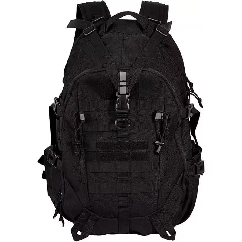 Mochila Impermeável 40 Litros, Poliéster, Grande, Casual, Alças Acolchoadas Ajustáveis, Unissex, para Camping e Caminhada (Preto)