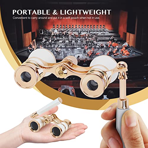 Aomekie Opera Glasses Binoculars 3X25 Theater Glasses Lorgnette Mini Binocular Compact With Handle For Adults Kids Women In Musical Concert（White） #TOP1