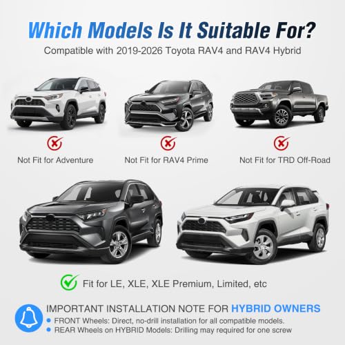 Image of Nilight Mud Flaps Splash Guards for RAV4 2019-2026 | No Drilling Precision Fit Exterior Accessories Heavy-Duty Splash Guards Protection, Front & Rear Set
