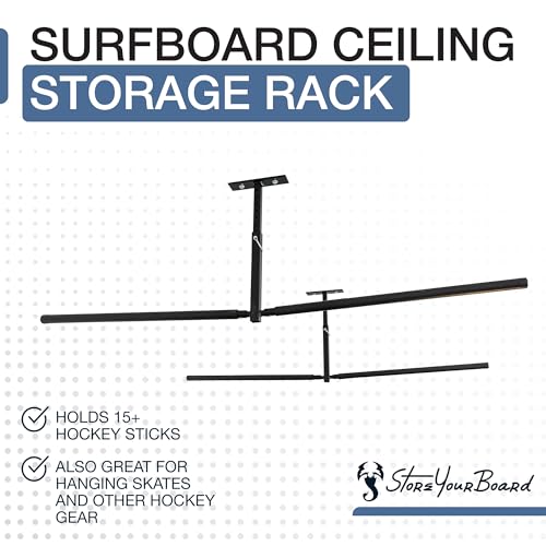 Image of StoreYourBoard Standup Paddleboard and Surfboard Ceiling Storage Rack, Adjustable Garage Mount Hanger, Heavy Duty