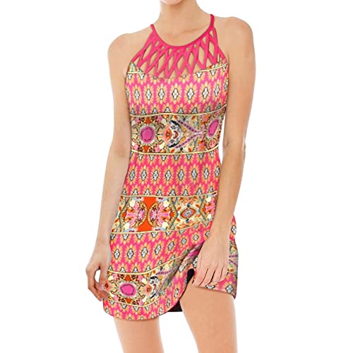 Robe fluide imprimé ethnique sans manches pour garde-robe d'été - 4