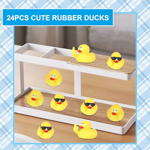 AOT 24PCS Middle Finger Rubber Duck with Sunglasses,Middle Finger Ducks for Jeeps,Rubber Ducks Jeep Ducking,Jeep Ducks for Ducking,Dashboard Decorations, Yellow4