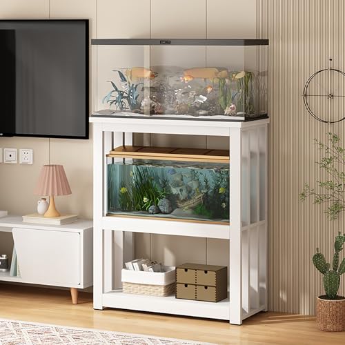 Estante para Acuario Resistente Blanco de 3 Niveles 40x30x100 cm 2