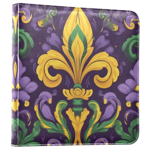 Álbum de fotos Scrapbook autoadhesivo FLildon con patrón Mardi Gras Fleur De Lis, encuadernado de 3 anillos, 40 páginas, tamaño 11.8x11.2 pulgadas miniatura 1