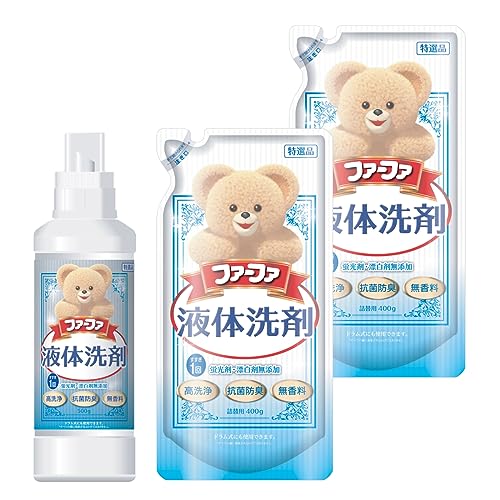 ファーファ 洗濯用 液体 洗剤 香り ひきたつ 無香料 本体 (500g) 1個 + 詰替 (400g) 2個 セット