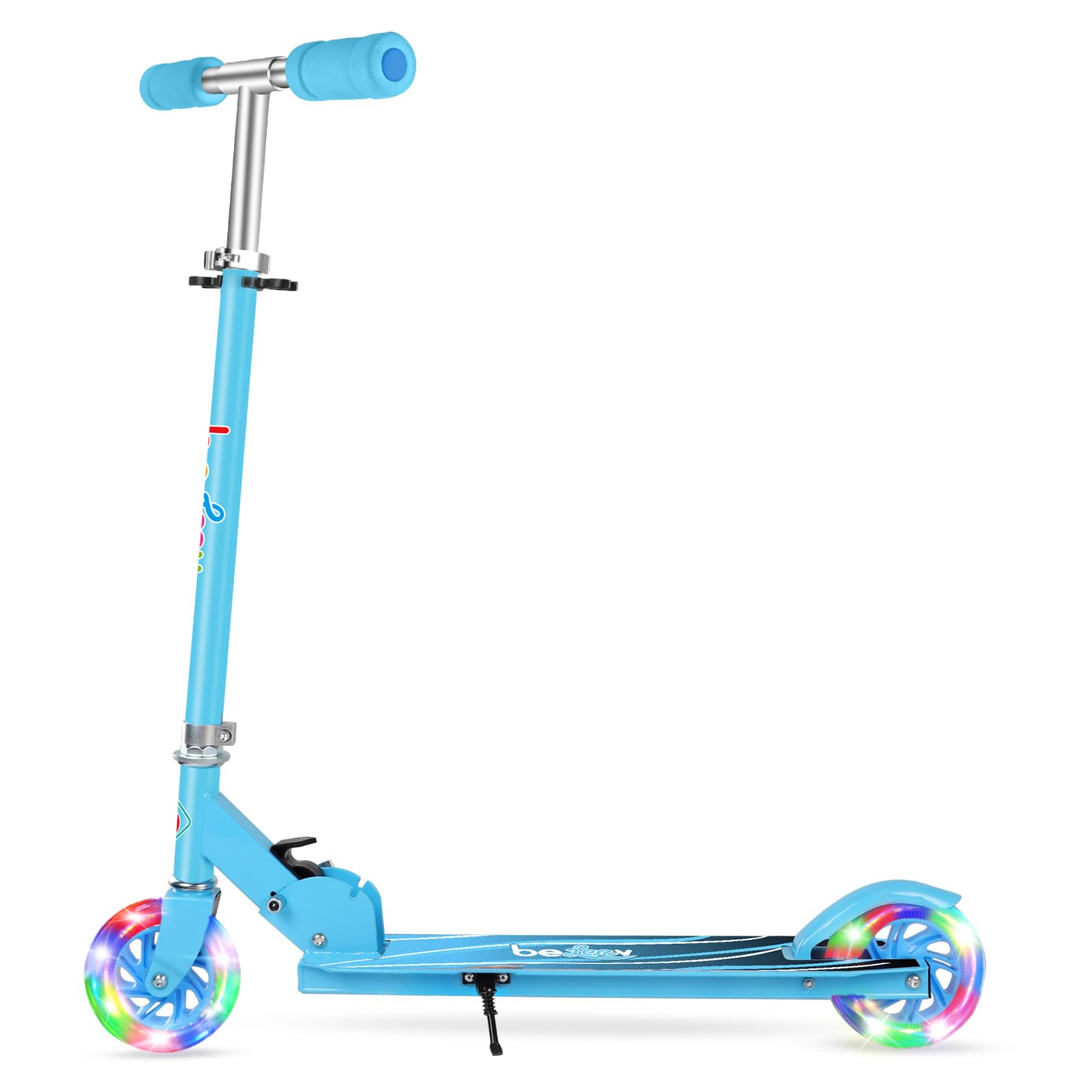 BELEEV V1 Roller Kinder 2 Räder, Klappbar Kinderroller für Mädchen Jungen, Tretroller mit LED Leuchtende Räder, 3 Höhenverstellbare, Ständer, Scooter for Kinder ab 3-12 Jahre