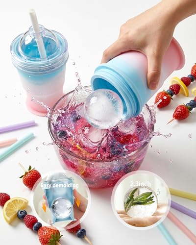 JODUY 2-in-1 Collapsible Silicone Tumbler & Ice Ball Maker with Straw - image 6