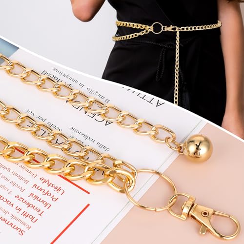Gold Chain Belt, Gold Belts for Women Metal Waist Chain Adjustable Body Chain Waist Dangling Belt Link Gold Double-Layer Waist Decorative Wedding Belt Chain Fashion Gold Belt for Women Dresses Jeans2