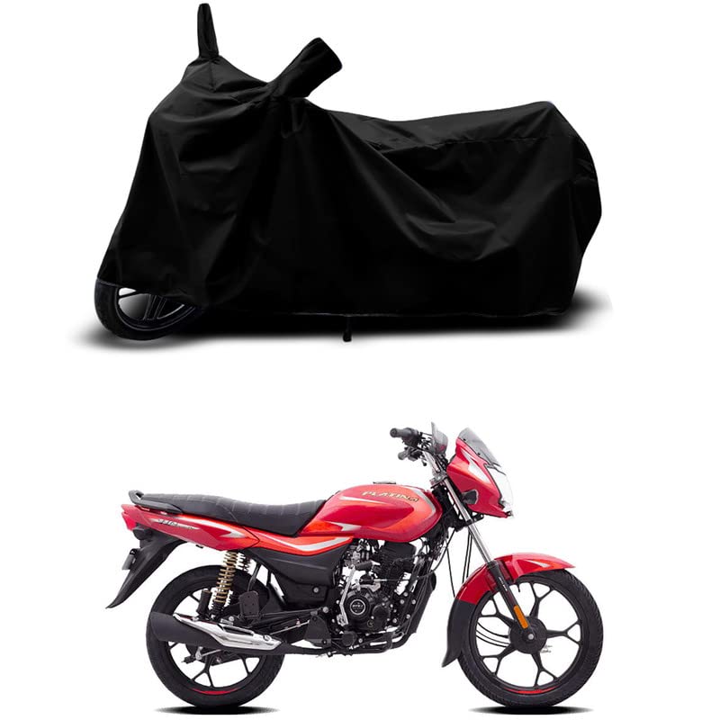 Image of 100% Scratchproof /UV-Rays /Heat Protection /Birds Dropping /Water Resistant /Dust Proof /Waterproof /Bike Scooty Two Wheeler Body Cover Compatible for Platina 110 ES Disc All Varients[Black]