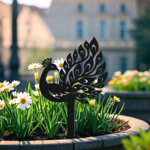Statues en métal résistant aux intempéries paon pour déco de cour - 3