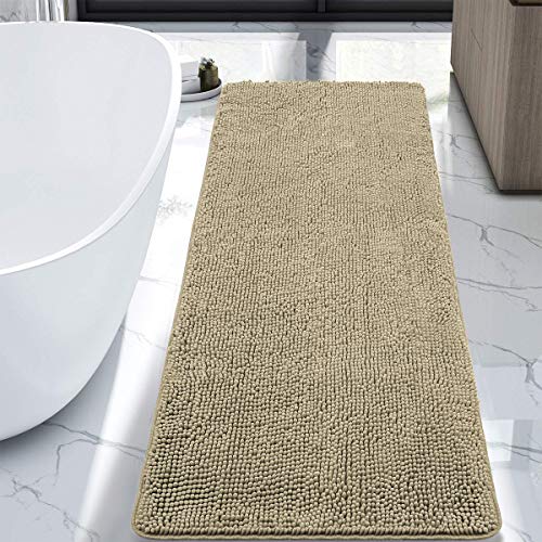 LOCHAS Luxury Bathroom Rug Shaggy Bath Mat 24 x 60 Inch, Washable Non