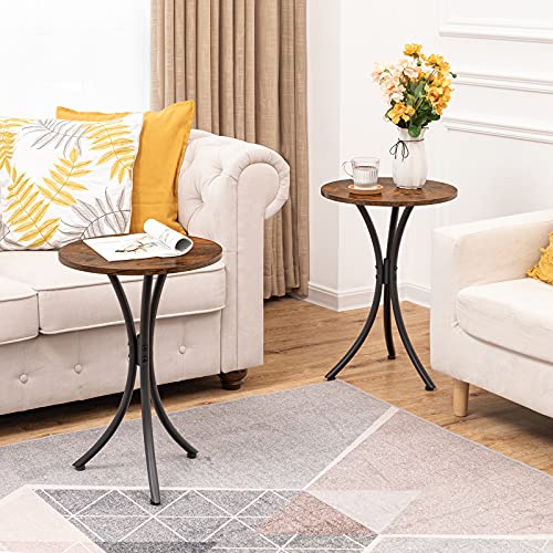 Hoobro Side Tables Set Of 2, Retro Round End Table With X-Shaped Metal Frame, Small Accent Table For Small Space, Living Room, Bedroom, Balcony, Rustic Brown Bf06Bz01 #TOP1