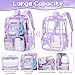 Fimibuke Clear Backpack for Girls - 3 PCS Heavy Duty Kids Clear Bags Schoolbag Large Transparent PVC Bookbag with Lunch Box Pencil Case Set for Travel School Concert Stadium Events Backpacks