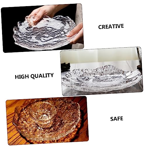 PRETYZOOM 1pc Creative Glass Salad Plate for Serving Desserts and Snacks Unique Irregular Design for Home Parties Weddings and Celebrations Food-grade Glass Dish for Appetizers and Sides