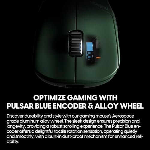 Image of Pulsar Gaming Gears - X2H eS Wireless Gaming Mouse, Founder's Edition, Symmetrical, Optical Switch, OLED Display, Driverless, PAW3395 Sensor, 100H Battery, 4K dongle Included (Medium, Green)
