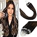 Produktbild LaaVoo Microring Cold Fusion Bondings Beads Haare Extensions 100% Remy Human Hair Extensions Dunkelstes Braun Balayage Hellbraun Micro Beads Extension 1g/s 50G/50Strähne 20 Zoll/50cm
