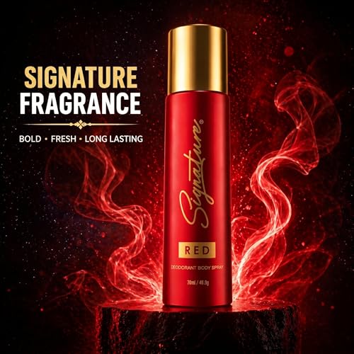 Image of Signature Deodorant Body Spray - Red | Elegent & Citrus Aromatic Scent | Long Lasting Fragrance | Skin Friendly Deo | Fights Body Odour | Everyday Use | For Men, Women (Unisex) | Pack of 2 (70ml x 2)