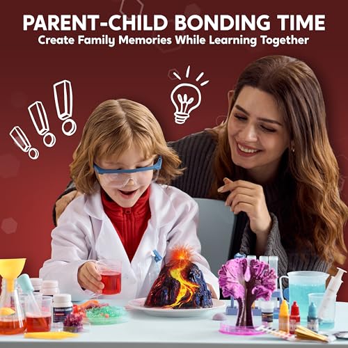 klever kits amazing science kits- 85 experiments educational toys stem activities with erupting volcano and growing crystal tree for kids aged 6 7 8