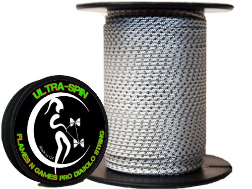 Flames N Games ULTRA-SPIN Pro Ficelle Diabolo 100m (UV Blanc/Noir) Super-Save!