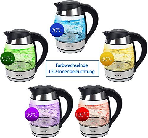 Wasserkocher Verda mit LED-Beleuchtung 1,7L 2200W Glas SN0617L-7 – Bild 3