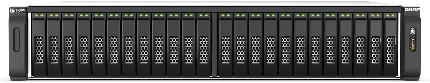 QNAP TS-h2490FU-7302P-128G 24 Bay Dual Node NAS with One Dual-Port 25GbE SmartNIC Ports and 1100W Redundant PSU