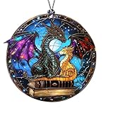 Drachen Sonnenfänger, Tairn & Andarna Acryl Lichtfänger Fensteranhänger mit Dankeskarten und Umschläge, Buntglaseffekt Fensterdeko Hängend, Christmas Decorations, Geschenke für Frauen, Kinder