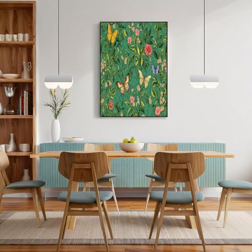 Fleurs papillons vignes impression sur toile murale salon 80x120