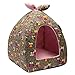 Hollypet Self-Warming 2 in 1 Foldable Comfortable Triangle Cat Bed Tent House, Gray