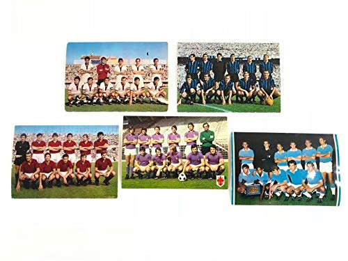 ALE E COMMERCE Cartoline Calcio Anni 60-70 Inter Napoli Cagliari Fiorentina Torino 5 Cartoline