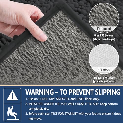 Image of Arotive Luxury Large Bathroom Rugs 40x32, Extra Soft Thick Absorbent Shaggy Chenille Bath Rugs, Machine Wash Dry, Bath Mats for Bathroom Floor, Tub and Shower, Home Decor Accessories, Dark Grey