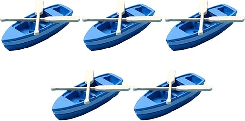 Kisangel 5 juegos de botes de remos en miniatura con remos, modelo de canoa, modelo de canoa, figura de barco de juguete, decoración náutica para el