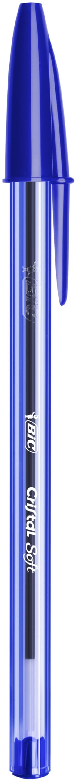 BIC Cristal Soft Bolígrafos Bolitas Punta Media (1,2 mm) con tinta Easy Glide - Azul, Caja de cartón de 10