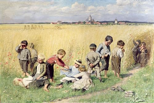 Tableau Impressions d'art Mural le chemin de l'école d'Emile Claus Poster Vintage 60x90cm