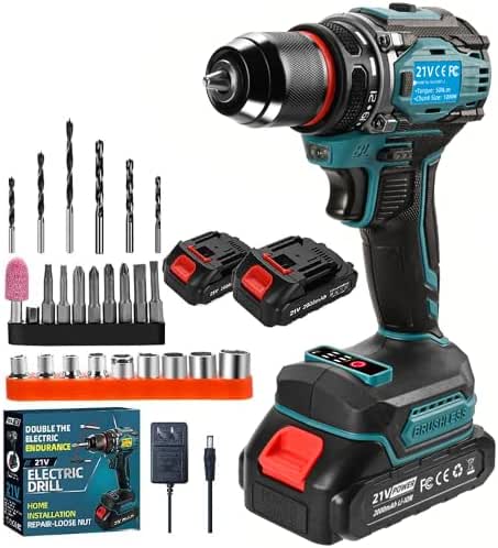 21V Cordless Power Drill/Driver Set, Electric Power Drill Set with