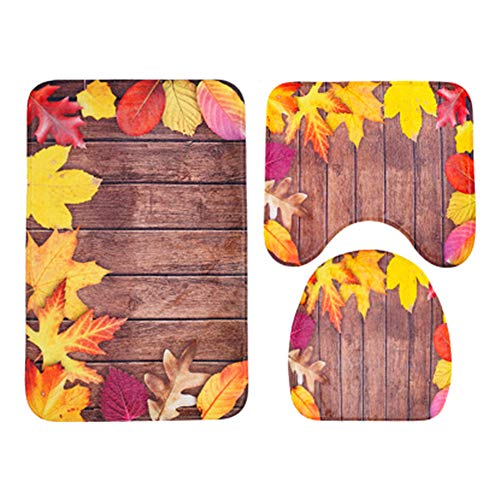 Haodasi 3 Teiliges Badematten Set - WC Deckel Abdeckung Set Anti Slip Super saugfähigen 3D Blumenmuster Home Dekoration